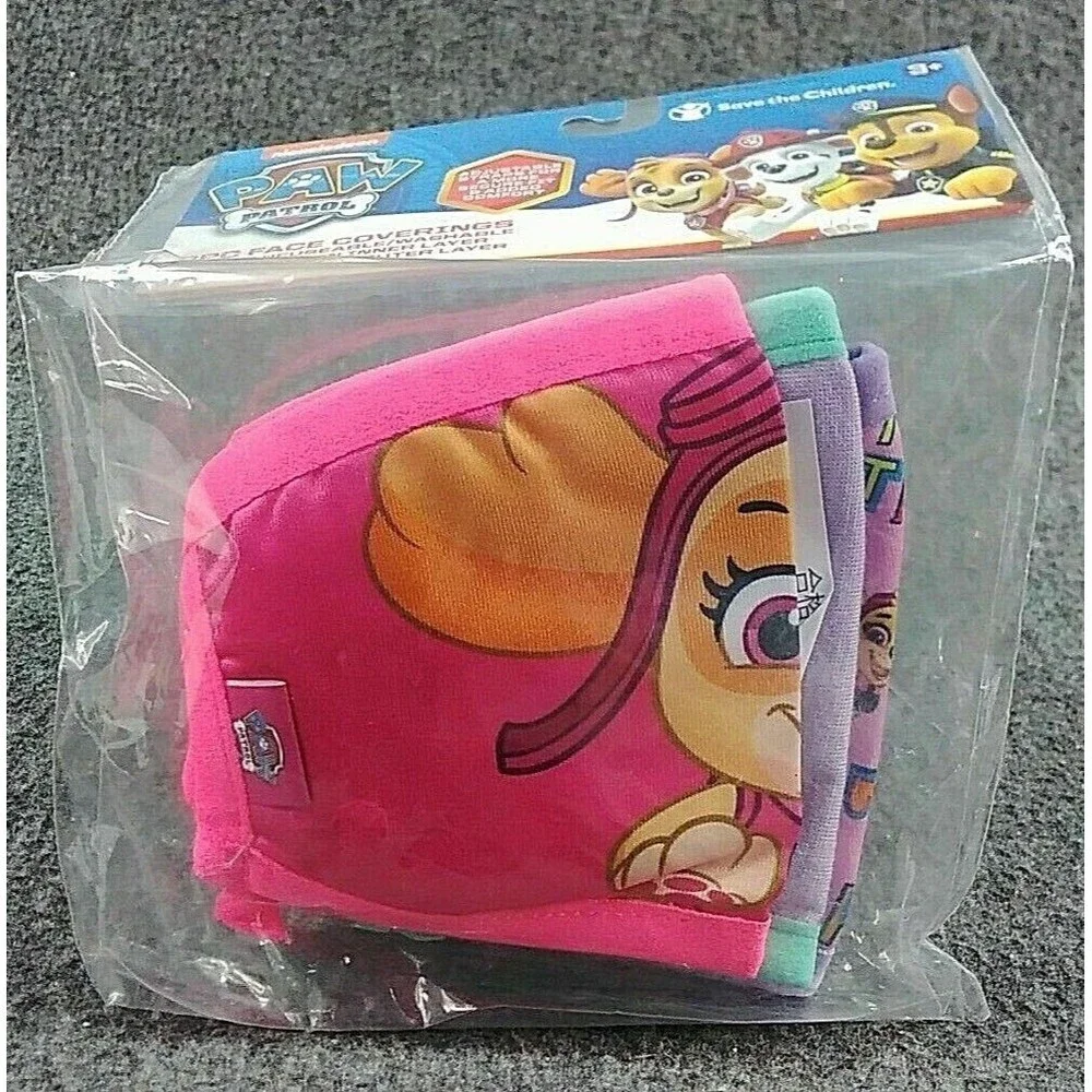 Paw Patrol Pink Lilac Masks Face Coverings 3 Pack with Adjustable Ear Strap